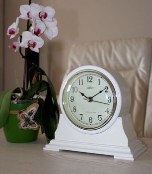 Zegar kominkowy biały Adler 22137 ✓ Zegar kominkowy drewniany , zegar w kolorze écru (4).JPG